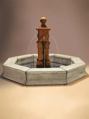 Bella Fountain Tall with Octogon Pond (Black Tub) Fountain Fiore Stone 