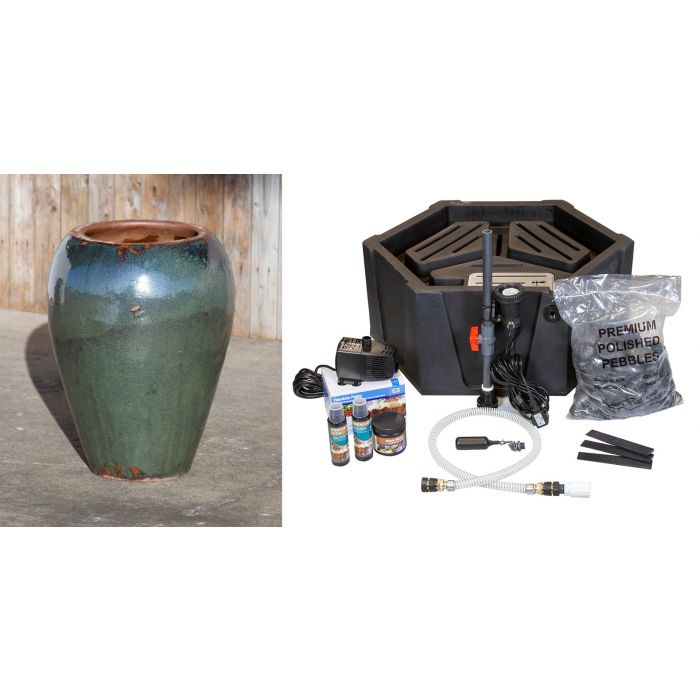 Tuscany FNT2369 Ceramic Triple Vase Complete Fountain Kit Vase Fountain Blue Thumb 