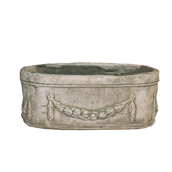 Oval Box Cast Stone Outdoor Garden Planter Planter Tuscan Natural (N) Large 