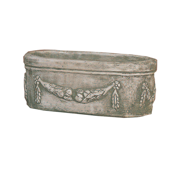 Oval Box Cast Stone Outdoor Garden Planter Planter Tuscan Natural (N) Small 