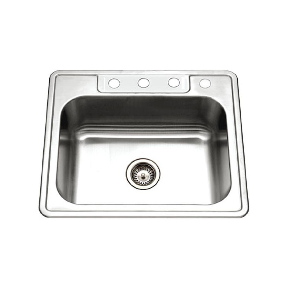 Houzer Glowtone Series Topmount Stainless Steel Bowl Kitchen Sink, 8-Inch Deep Kitchen Sink - Topmount Houzer 