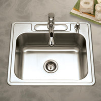Thumbnail for Houzer Glowtone Series Topmount Stainless Steel Bowl Kitchen Sink, 8-Inch Deep Kitchen Sink - Topmount Houzer 