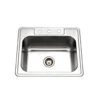Thumbnail for Houzer 2522-9BS3-1 Glowtone Series Topmount Stainless Steel 9-Inch Deep Kitchen Sink - Topmount Houzer 
