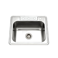 Thumbnail for Houzer 2522-9BS4-1 Glowtone Series Topmount Stainless Steel 9-Inch Deep Kitchen Sink - Topmount Houzer 