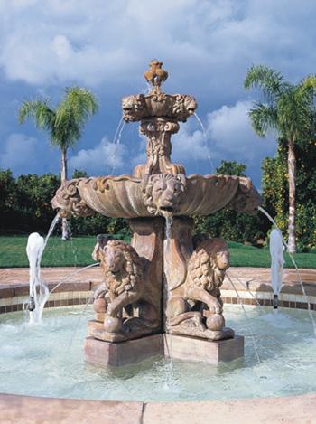 Large Lion Fountain (Plumbed) Fountain Fiore Stone 