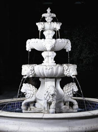Thumbnail for Lion Fountain, Extra Large w/Lion Ped & Bowl (Plumbed) Fountain Fiore Stone 
