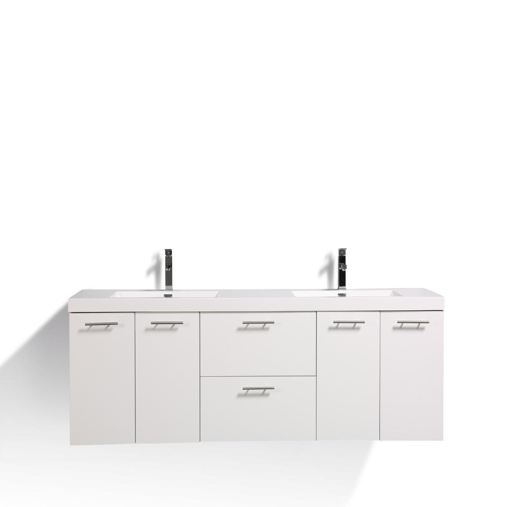 Eviva Luxury 84 inch bathroom vanity with integrated acrylic sinks Vanity Eviva White 
