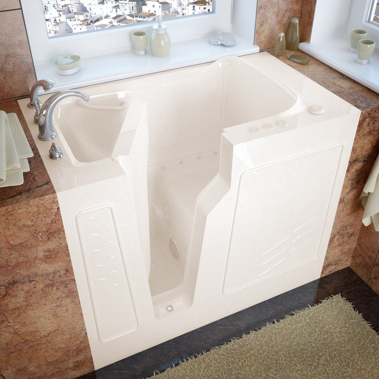 MediTub 2646LBA Walk-In 26 x 46 Left Drain Biscuit Air Jetted Walk-In Bathtub Walk In Tubs MediTub 