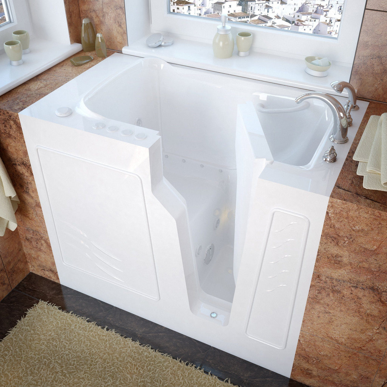 MediTub Walk-In 26 x 46 Right Drain White Whirlpool & Air Jetted Walk-In Bathtub Walk In Tubs MediTub 