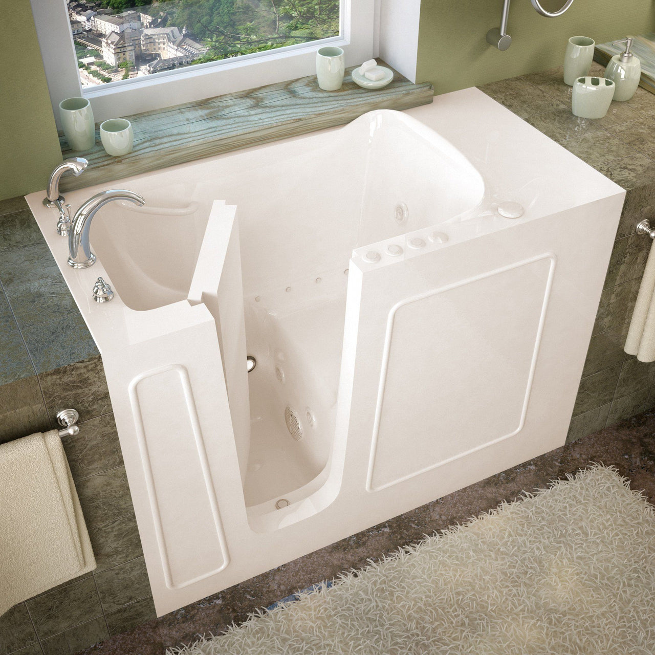 MediTub 2653LBD Walk-In 26 x 53 Left Drain Biscuit Whirlpool & Air Jetted Walk-In Bathtub Walk In Tubs MediTub 