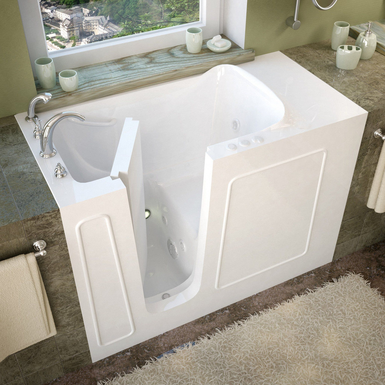 MediTub 2653LWH Walk-In 26 x 53 Left Drain White Whirlpool Jetted Walk-In Bathtub Walk In Tubs MediTub 