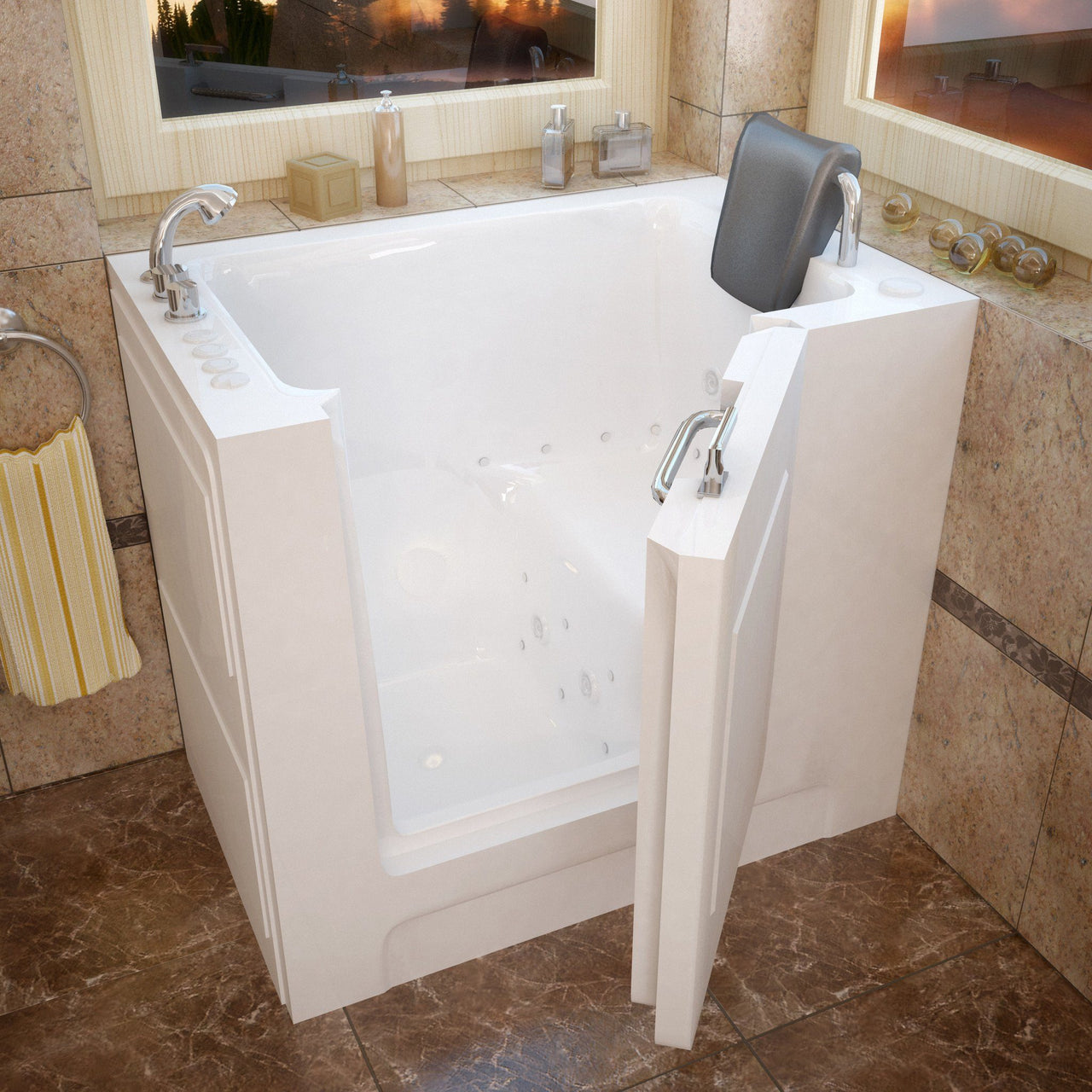 MediTub Walk-In 27 x 39 Left Drain White Whirlpool & Air Jetted Walk-In Bathtub Walk In Tubs MediTub 