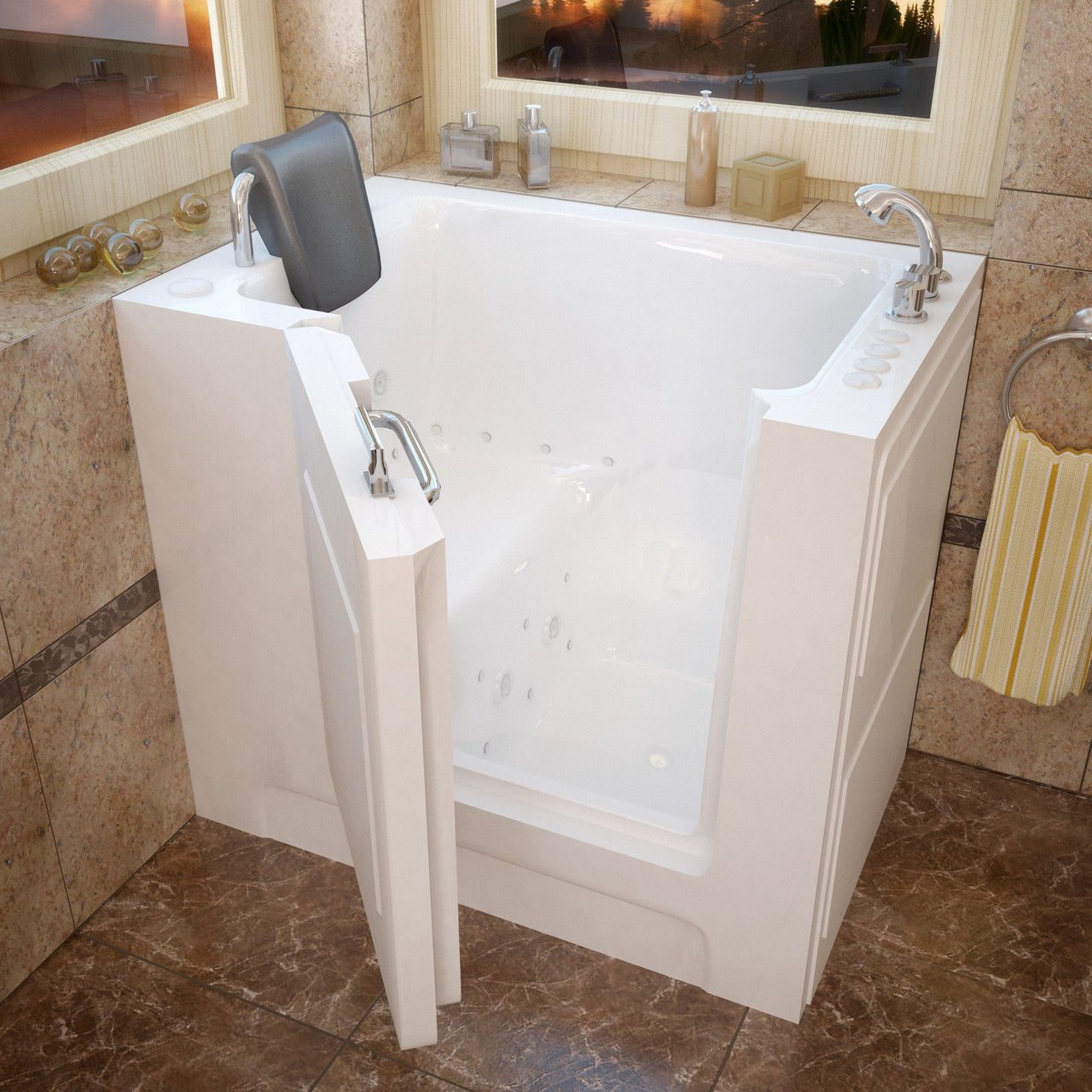 MediTub Walk-In 27 x 39 Right Drain White Whirlpool & Air Jetted Walk-In Bathtub Walk In Tubs MediTub 