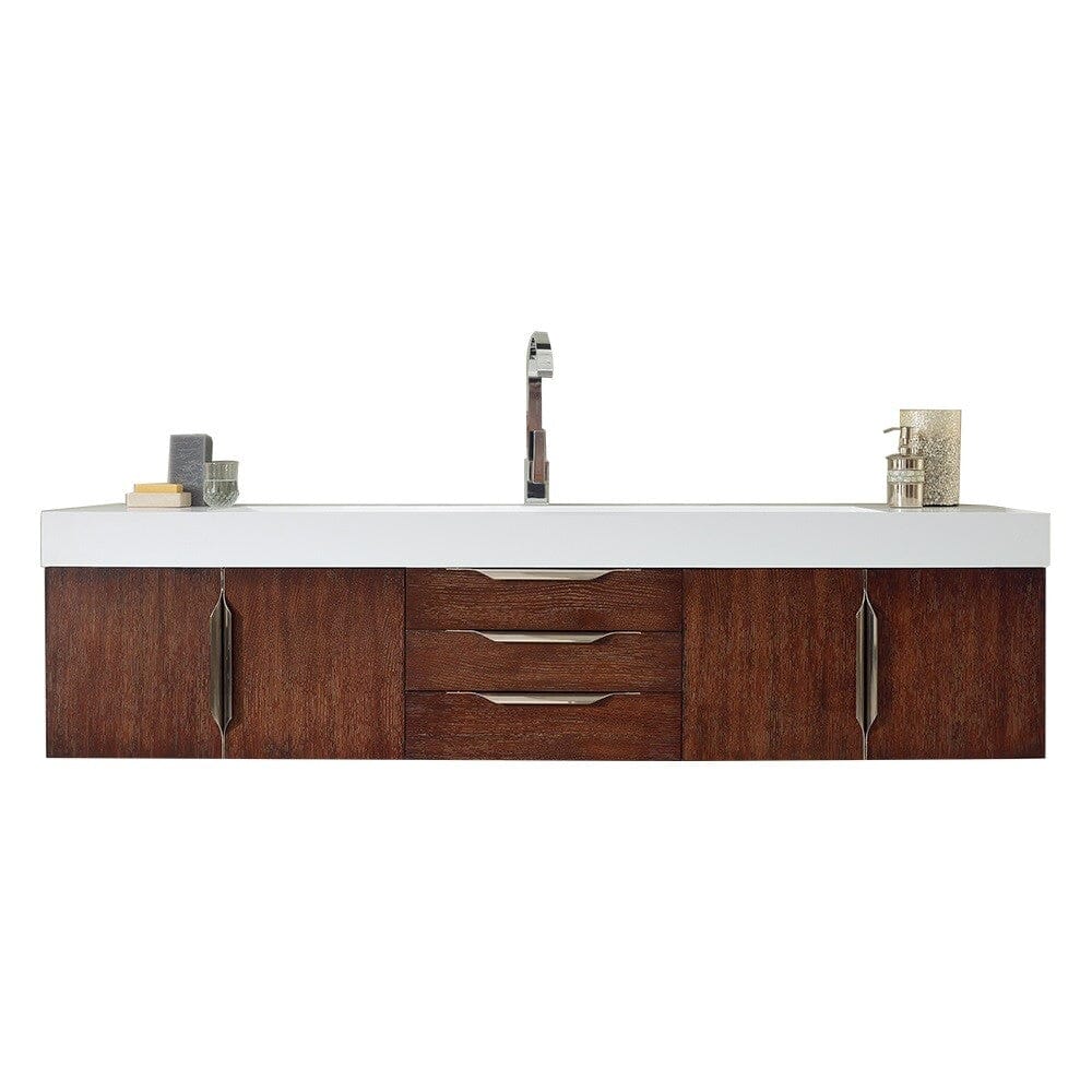James Martin Mercer Island 72" Single Vanity Vanity James Martin Coffee Oak w/ Glossy White Composite Top 