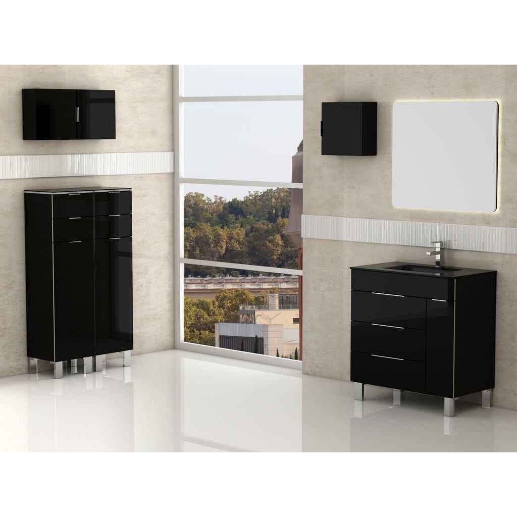 Eviva Geminis® 28" Black Modern Vanity with White Integrated Porcelain Sink Vanity Eviva 
