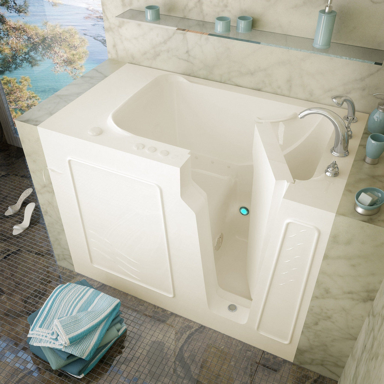 MediTub 2952RBA Walk-In 29 x 52 Right Drain Biscuit Air Jetted Walk-In Bathtub Walk In Tubs MediTub 