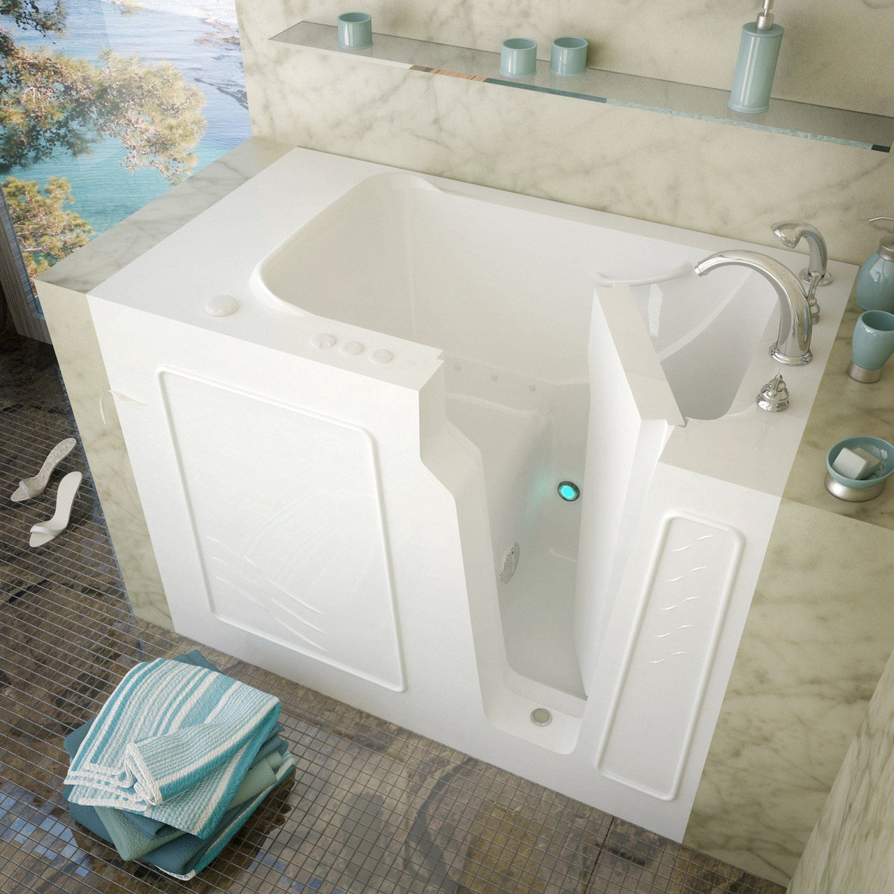 MediTub 2952RWA Walk-In 29 x 52 Right Drain White Air Jetted Walk-In Bathtub Walk In Tubs MediTub 