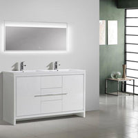 Thumbnail for Eviva Grace 60 in. White Bathroom Vanity with Double White Integrated Acrylic Countertop Vanity Eviva 