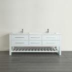 Thumbnail for Eviva Natalie F.® 72″ Bathroom Vanity with White Carrera Marble Counter-top & Double Porcelain Sinks Bathroom Vanity Eviva 