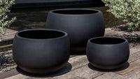 Thumbnail for Campania International Fiber Clay Norfolk Planter - S/3 Urn/Planter Campania International Onyx Black Lite Large 