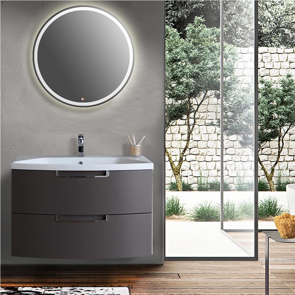 Eviva Lola 32 in, Wall Mounter Bathroom Vanity in Cedar Espresso and White Integrated Acrylic Countertop Vanity Eviva 