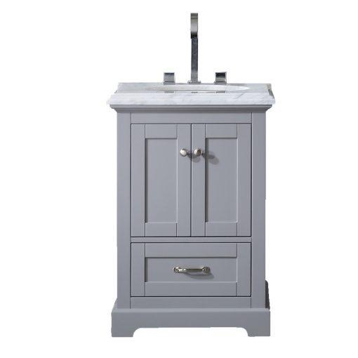 Eviva Houston 24″ Bathroom Vanity w/ Double Ogee Edge White Carrara Top Vanity Eviva Grey 