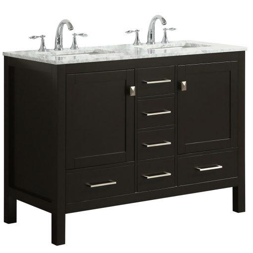 Eviva Aberdeen 48″ Transitional Double Sink Bathroom Vanity w/ White Carrara Top Vanity Eviva 