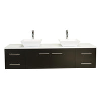 Thumbnail for Totti Wave 60″ Modern Double Sink Bathroom Vanity w/ Super White Man-Made Stone Top & Sinks Vanity Eviva 