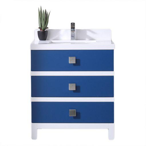 Eviva Sydney 30 Inch Blue and White Bathroom Vanity with Solid Quartz Counter-top Vanity Eviva 