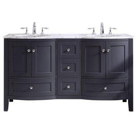 Thumbnail for Eviva Stanton 60″ Transitional Double Sink Bathroom Vanity w/ White Carrara Top Bathroom Vanity Eviva 