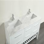 Eviva Natalie F.® 72″ Bathroom Vanity with White Carrera Marble Counter-top & Double Porcelain Sinks Bathroom Vanity Eviva 