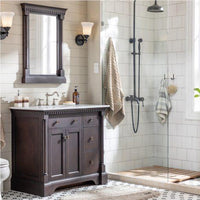 Thumbnail for Eviva Preston 37 in. Aged Chocolate Bathroom Vanity with White Carrara Marble Countertop and Undermount Sink Vanity Eviva 