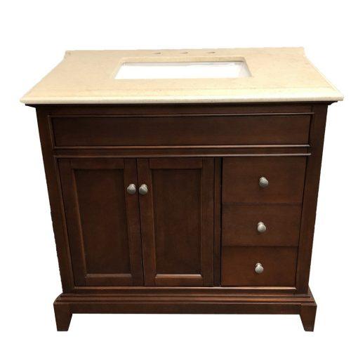 Eviva Elite Princeton 36″ Solid Wood Bathroom Vanity Set with Double OG Crema Marfil Marble Top Vanity Eviva 