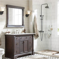 Thumbnail for Eviva Preston 49″ Aged Chocolate Traditional Bathroom Vanity w/ White Carrara Top Vanity Eviva 