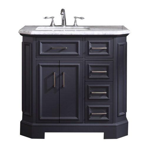 Eviva Glory 42″ Bathroom Vanity with Carrara Marble Counter-top and Porcelain Sink Vanity Eviva Dark Grey 