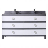 Thumbnail for Eviva Sydney 60 Inch White and Grey Bathroom Vanity with Solid Quartz Counter-top Vanity Eviva 