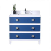 Thumbnail for Eviva Sydney 36 Inch Blue and White Bathroom Vanity with Solid Quartz Counter-top Vanity Eviva 
