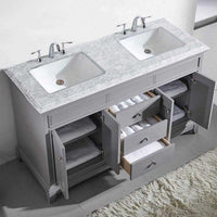 Thumbnail for Eviva Elite Princeton 72″ Solid Wood Bathroom Vanity Set with Double OG White Carrera Marble Top Vanity Eviva Grey 