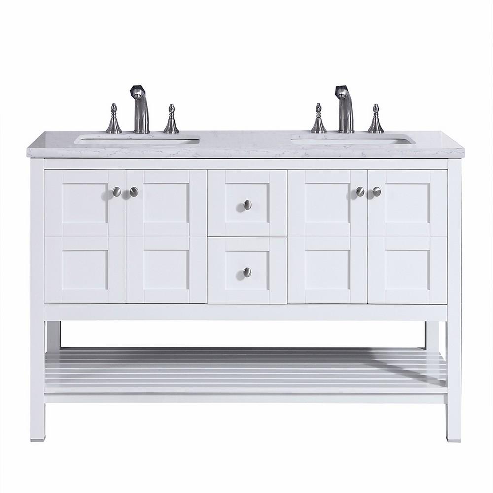 Eviva Glamor 60 in. White Bathroom vanity with Marble Counter-top and Undermount Porcelian Sink Vanity Eviva 