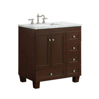 Thumbnail for Eviva Acclaim C. 30″ Transitional Teak Bathroom Vanity with white carrera marble counter-top Vanity Eviva 