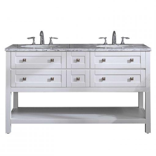 EVIVA Epic White 60″ Double Sink Bathroom Vanity w/ Open Space Storage Vanity Eviva 
