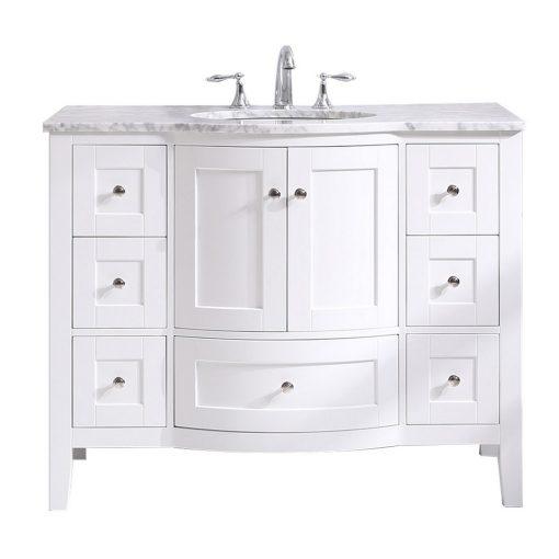 Eviva Stanton 42″ White Transitional Bathroom Vanity w/ White Carrara Top Bathroom Vanity Eviva 