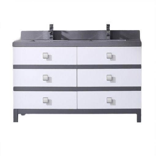 Eviva Sydney 48 Inch White and Grey Bathroom Vanity with Solid Quartz Counter-top Vanity Eviva 