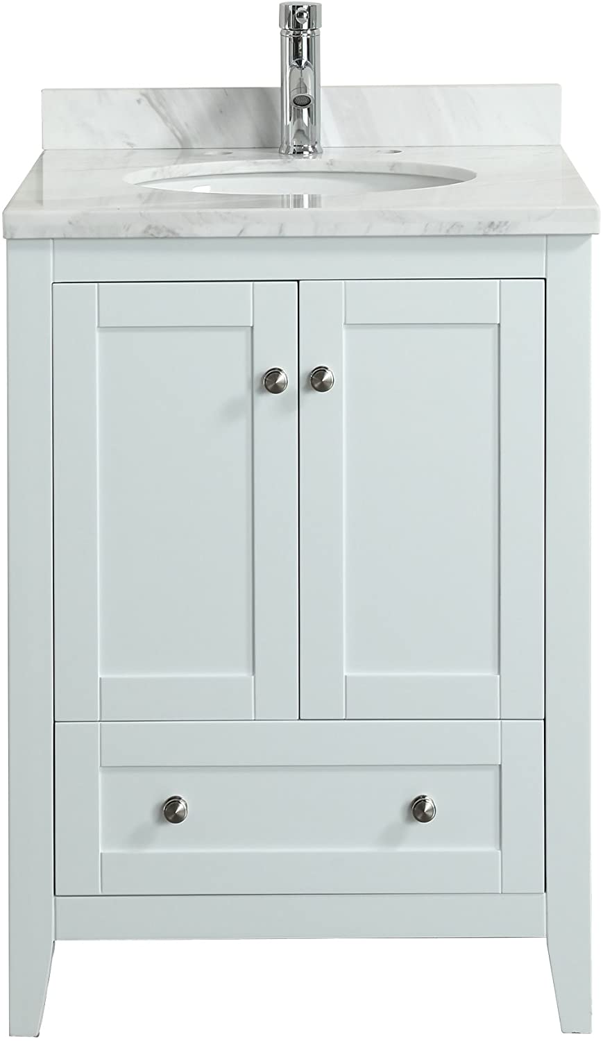 Eviva Lime 24 Inch Bathroom Vanity with White Marble Carrera Top Bathroom Vanity Eviva White 