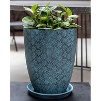 Thumbnail for Campania International Marguerite Tapered Planter Urn/Planter Campania International Etched Blue Tall 