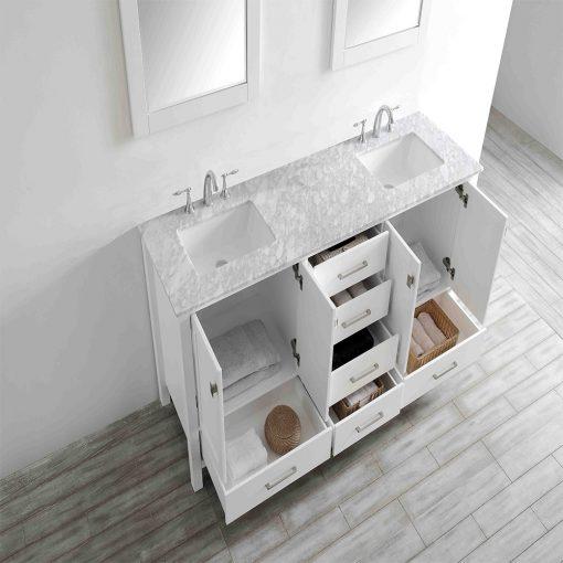 Eviva Aberdeen 78″ White Transitional Double Sink Bathroom Vanity w/ White Carrara Top Vanity Eviva 