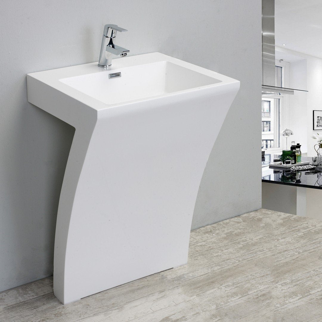 Eviva Numero 24″ White Bathroom Vanity One Piece High Quality Acrylic Consule/Pedestal Bathroom Vanity Eviva 