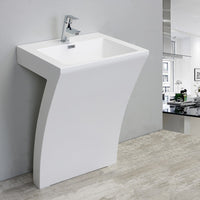 Thumbnail for Eviva Numero 24″ White Bathroom Vanity One Piece High Quality Acrylic Consule/Pedestal Bathroom Vanity Eviva 