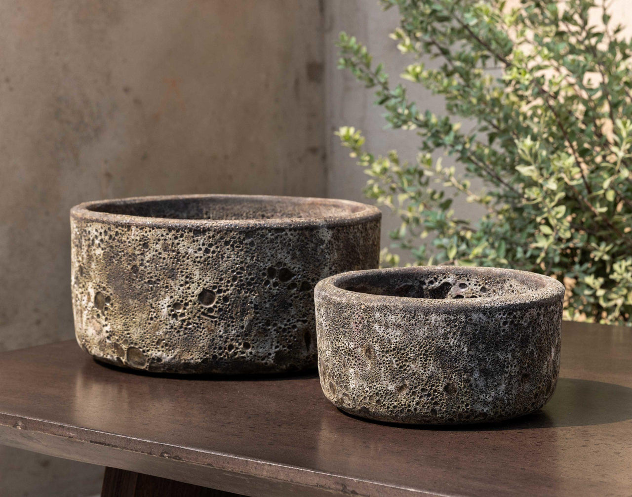 Campania International Glazed Pottery Anh Bowl-S/8 Urn/Planter Campania International Fossil Grey 