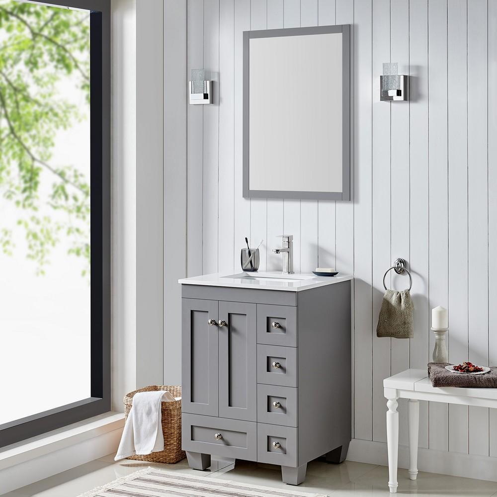 Eviva Acclaim 24″ Transitional Bathroom Vanity w/ White Quartz Top Vanity Eviva Grey 
